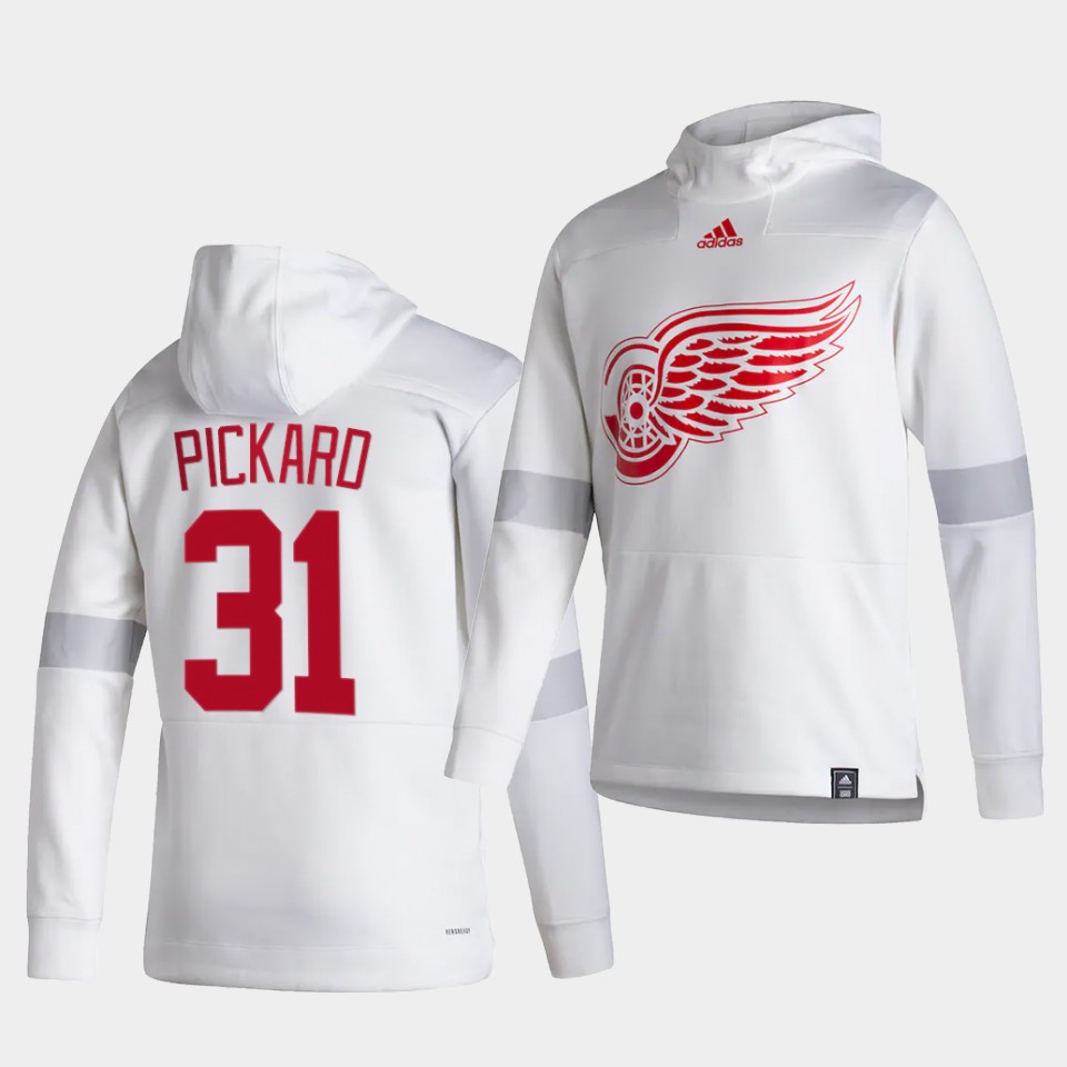 Men Detroit Red Wings #31 Pickard White NHL 2021 Adidas Pullover Hoodie Jersey